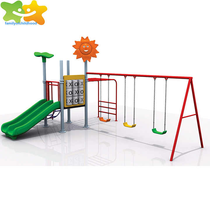 Equipo de juego para parque infantil, equipo de juego de plástico, tobogán con columpio a la venta