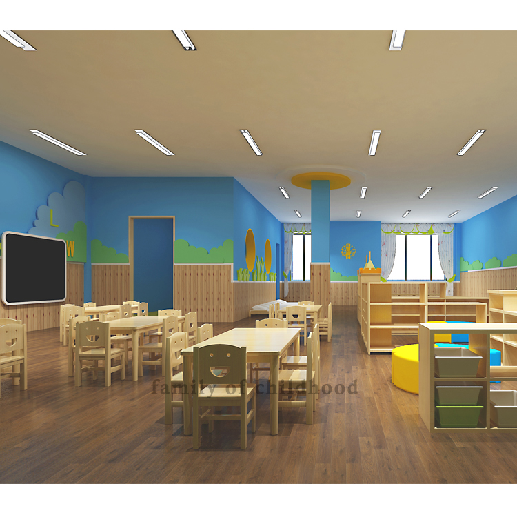 Popular Daycare School ChildrenS Furniture Kindergarten Solid Wood Tables And Chairs