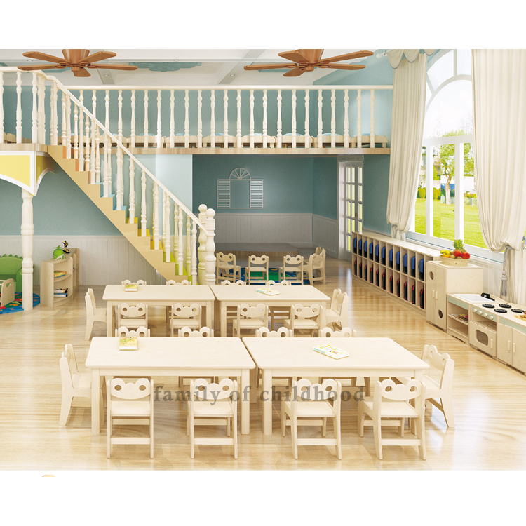 Daycare Children Furniture Soild Wood Table Daycare Table And Chair Set